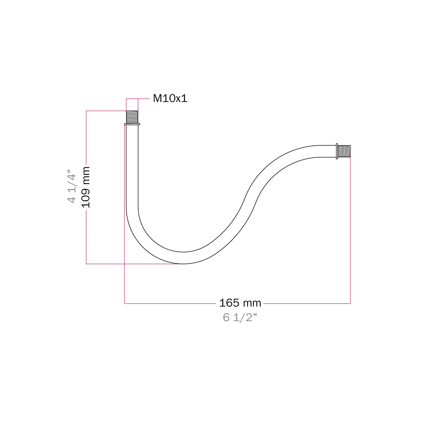 Tubo curvo de extensión en S para lámpara, 16,5 cm en metal - Blanco