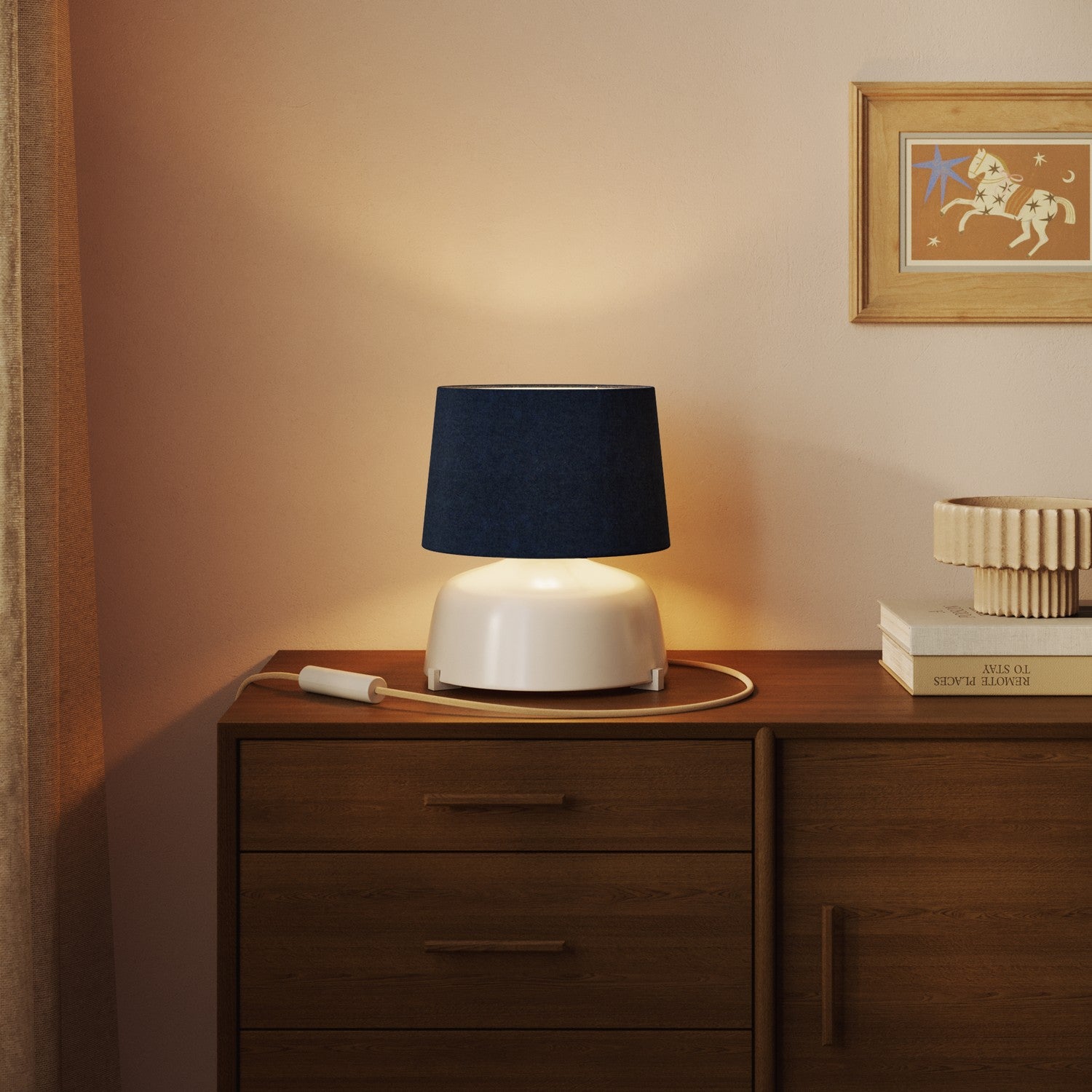 Paralume Athena con attacco E27 per lampada da tavolo o da terra - Made in Italy - Lana Blu