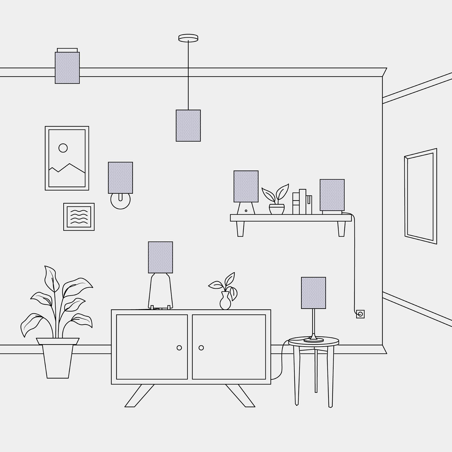 Paralume Cilindro S in tessuto con attacco E27 - Made in Italy - Teletta Lilla