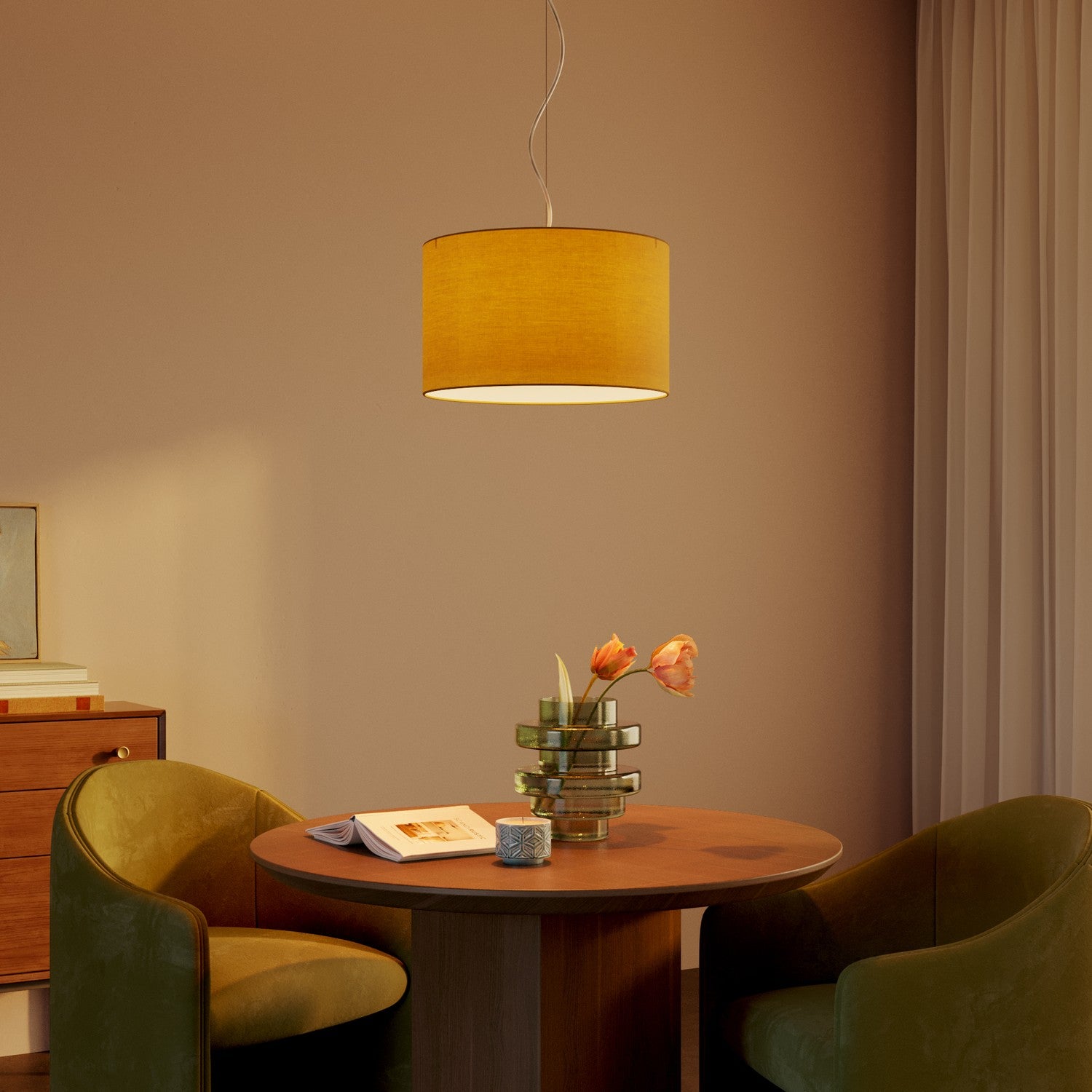 Paralume Cilindro L in tessuto con attacco E27 - Made in Italy - Arenal Oro