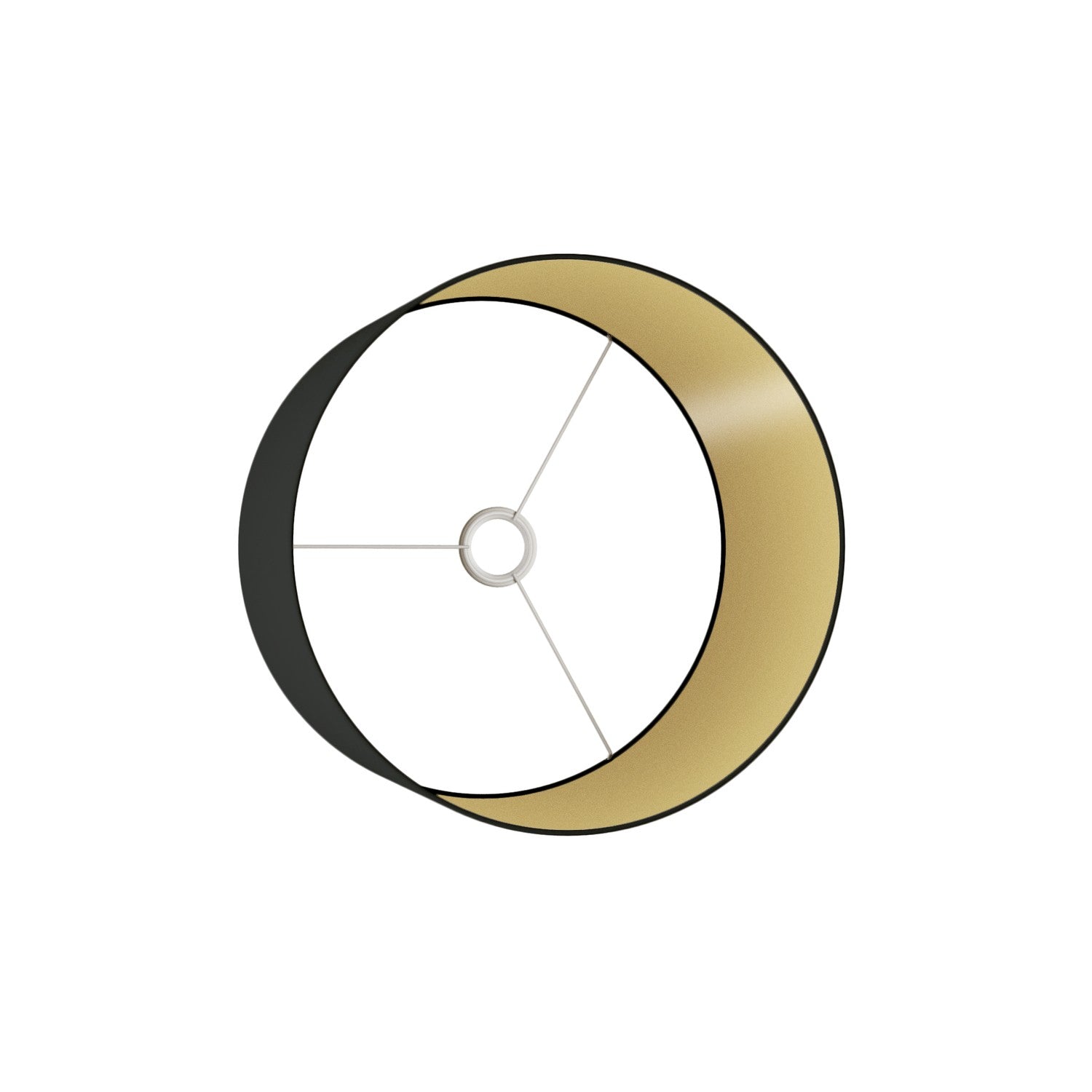 Paralume Cilindro L in tessuto con attacco E27 - Made in Italy - Nero/Oro