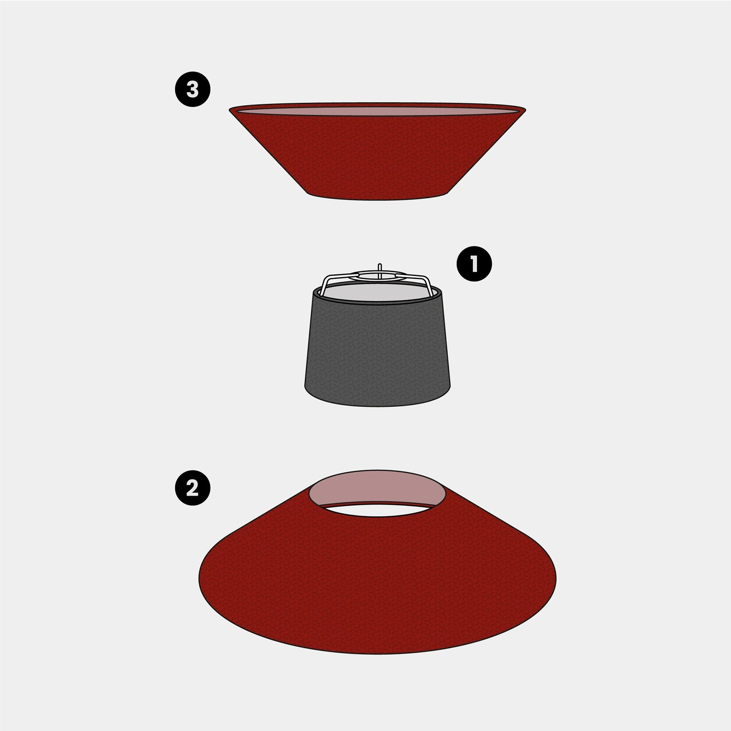 Paralume in tessuto Clessidra per lampada a sospensione - Lana Aragosta Lana grigio scuro