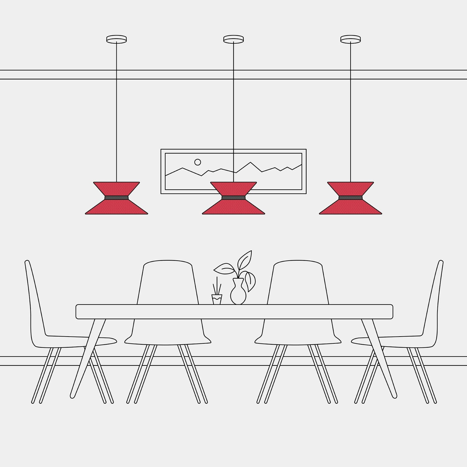 Paralume in tessuto Clessidra Teletta rosso - Made in Italy Teletta antracite