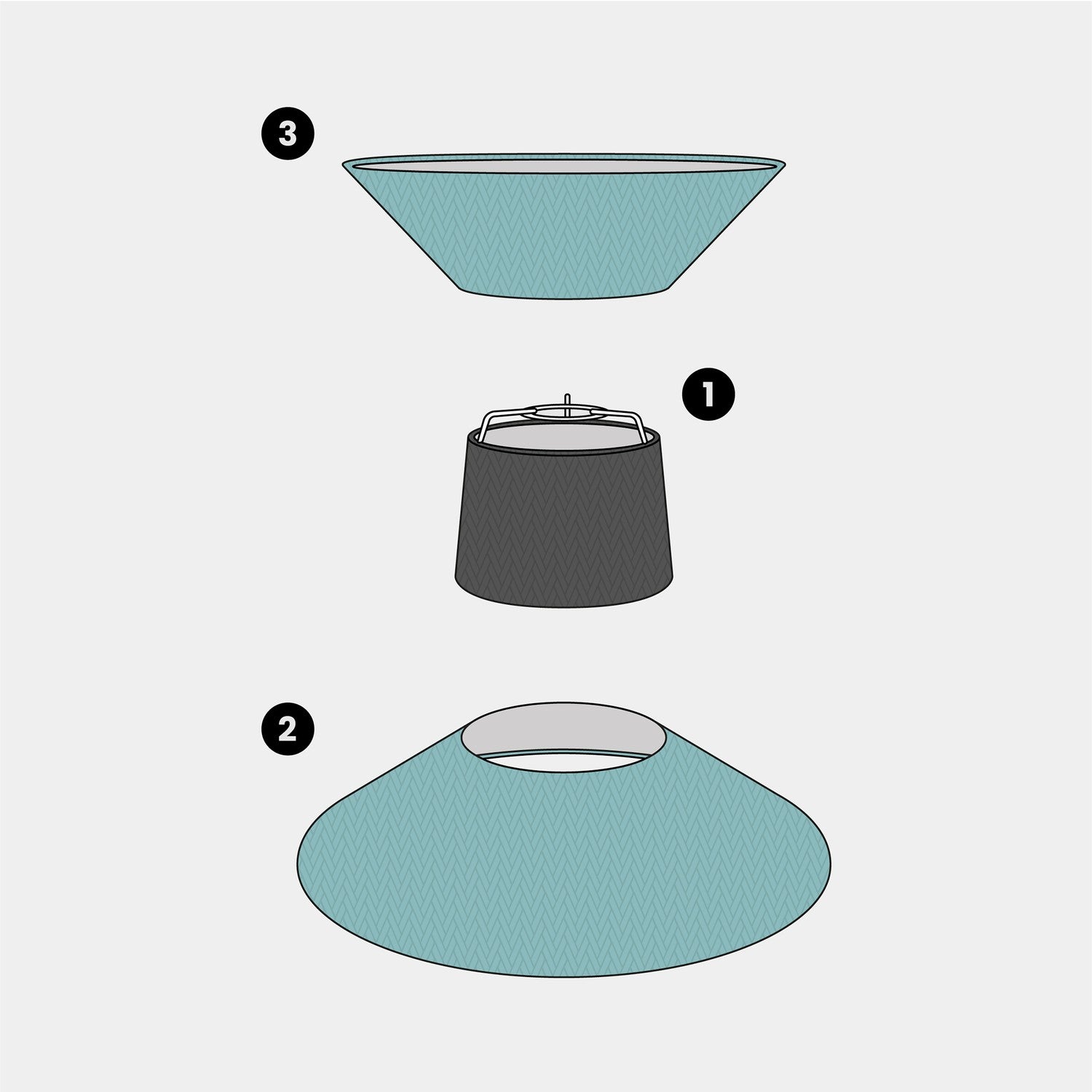 Paralume in tessuto Clessidra Teletta verde dubbio - Made in Italy Teletta antracite