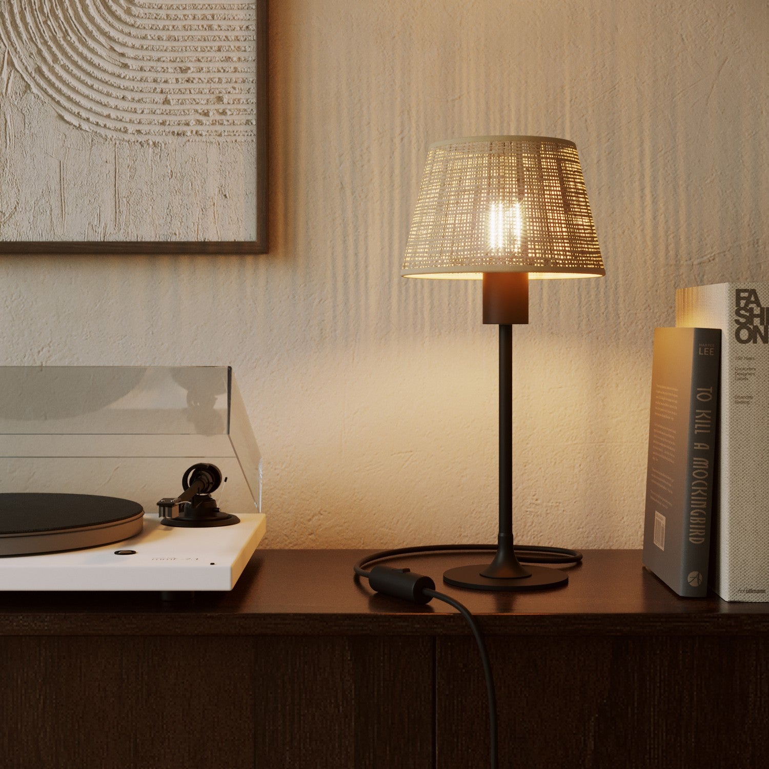 Paralume Impero S con attacco E27 per lampada da tavolo o applique - Made in Italy - Raphia