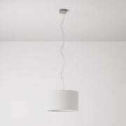 Lampada a sospensione con paralume in tessuto Cilindro Small Lino crudo - Made in Italy No