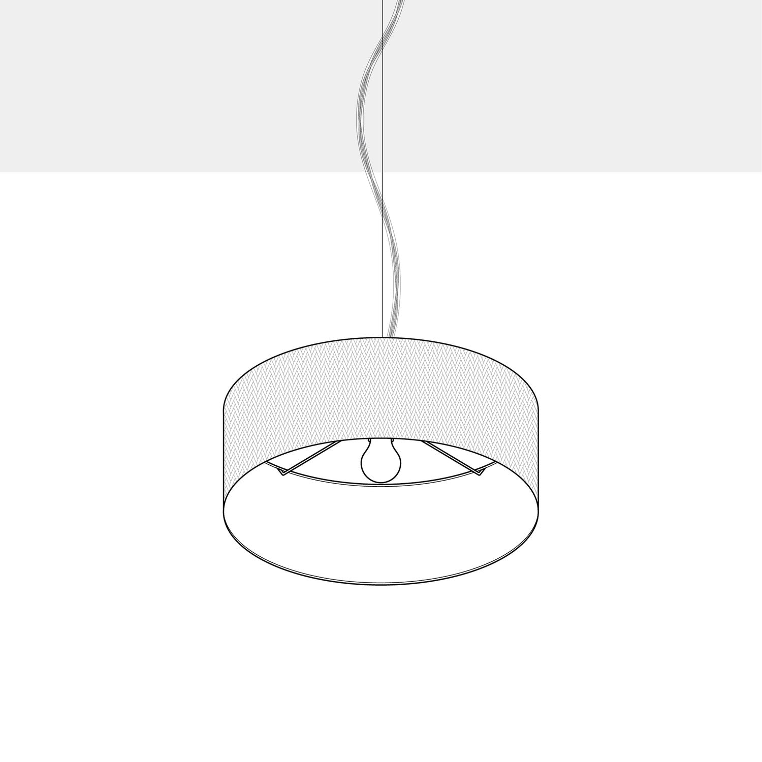 Lampada a sospensione con paralume in tessuto Cilindro Small Lino crudo - Made in Italy No