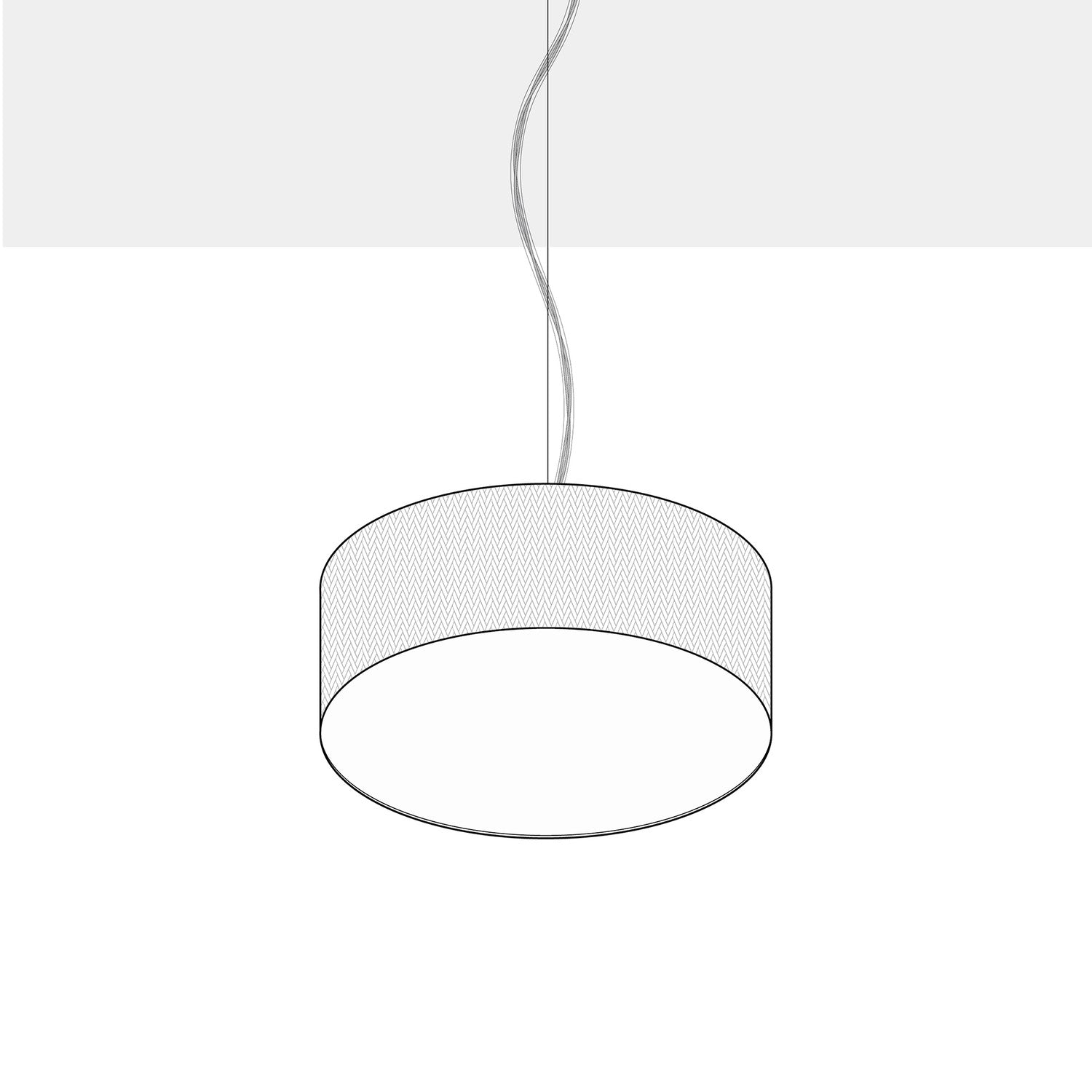 Lampada a sospensione con paralume in tessuto Cilindro Small - Made in Italy - Teletta Grigio Scuro Si