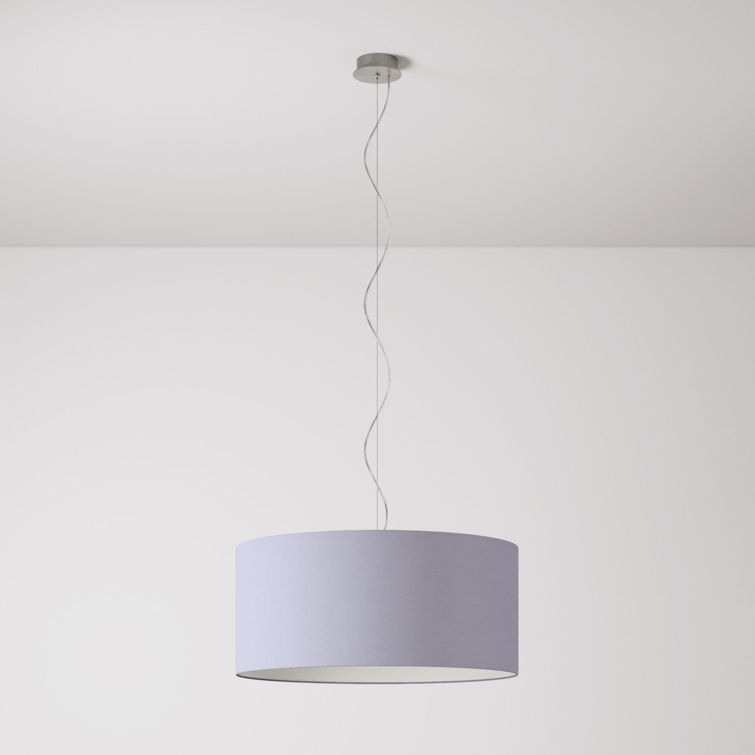 Lampada a sospensione con paralume in tessuto Cilindro Large - Made in Italy - Teletta Lilla No