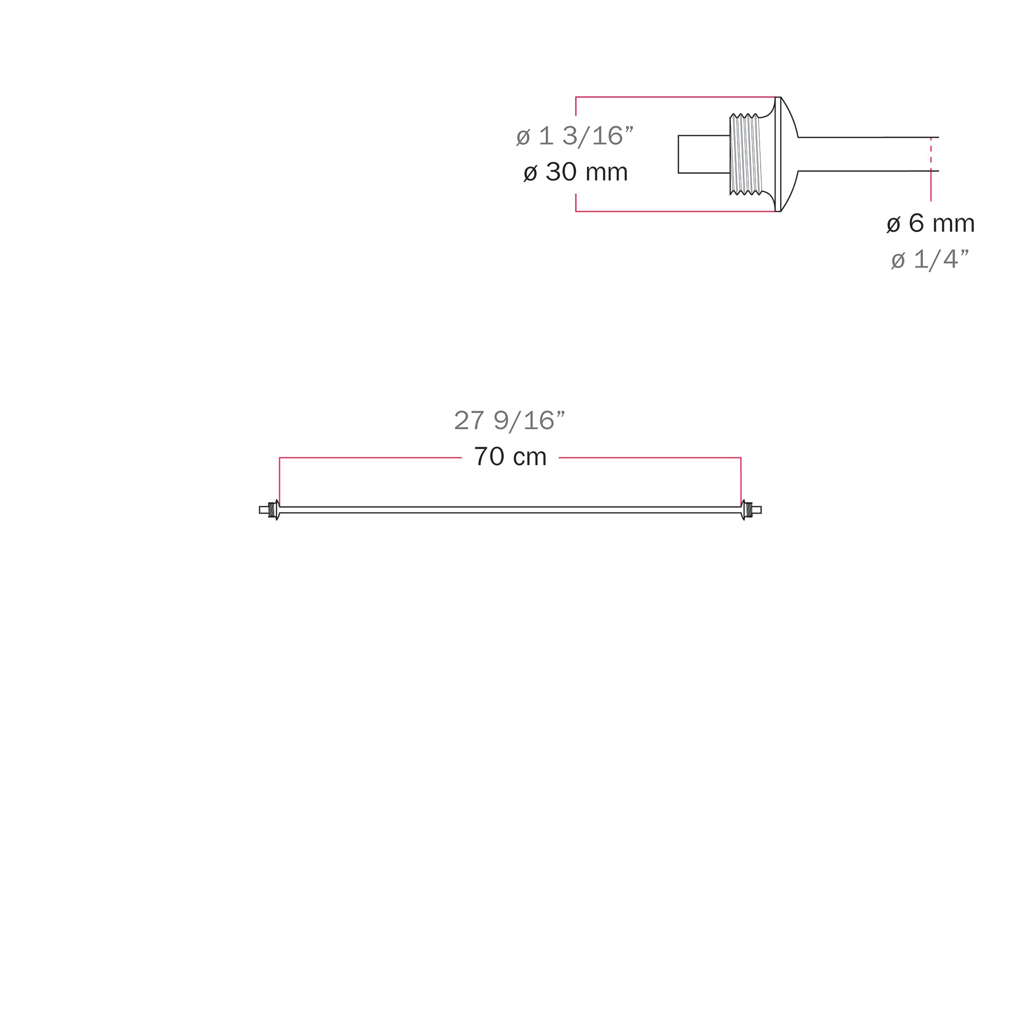 Cavo di connessione tra paralumi 70/140 cm (27 9/16" / 55 1/8") - Marina - Rosso stella marina 70 cm (27 9 16")