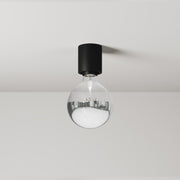 Applique Nera con lampadina a vista mezza sfera argento - Waterproof IP44 - IO