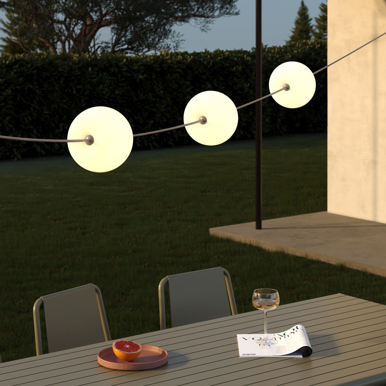 Catena luminosa 3 punti luce da esterno IP67 Desert Brown - Marina3 Cherry 70 cm