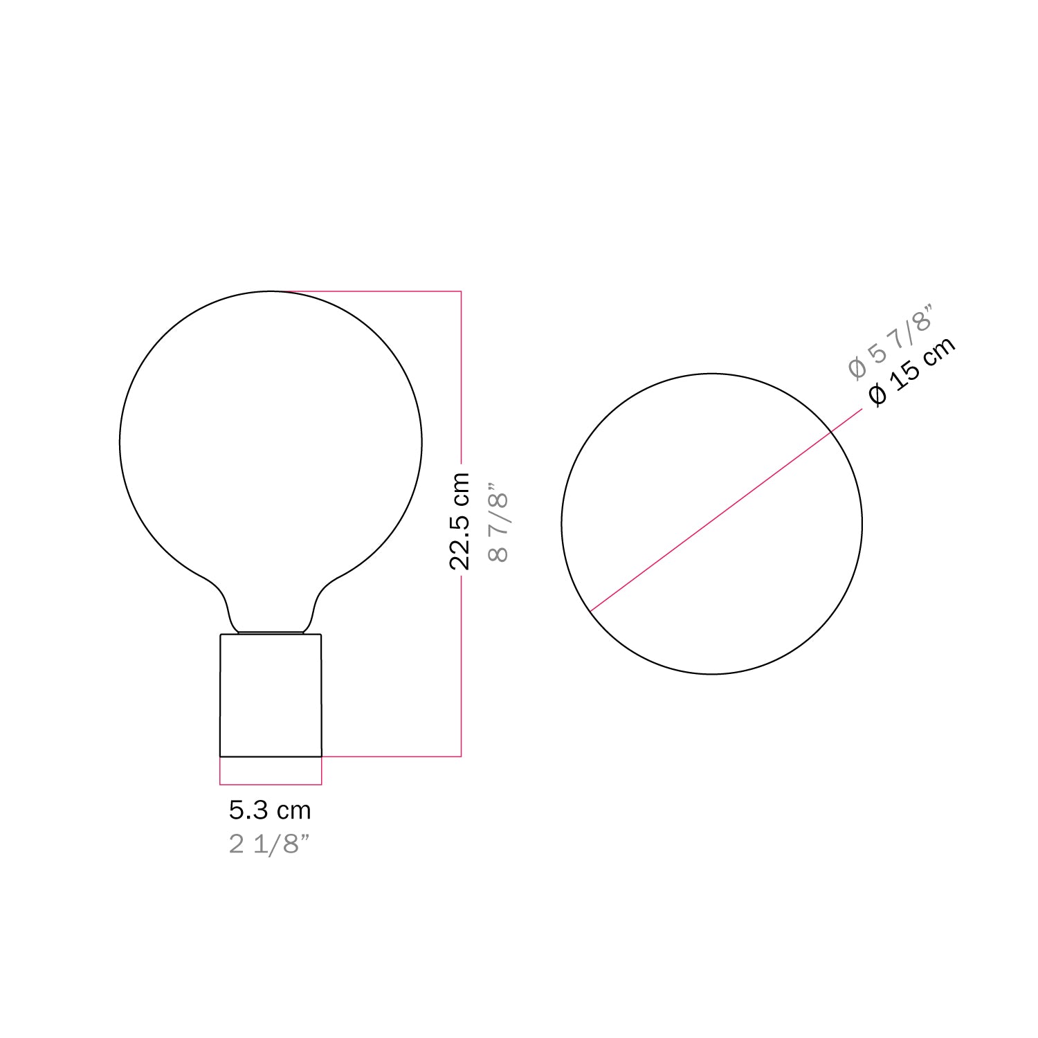 Applique in metallo con lampadina globo effetto porcellana - Rame satinato