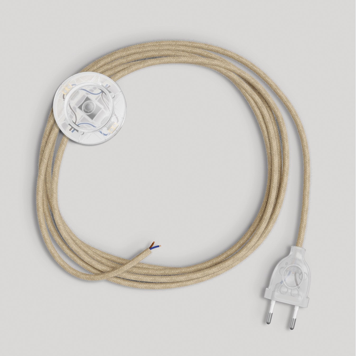 Cablaggio per lampada con cavo neutro in juta 3 m Trasparente
