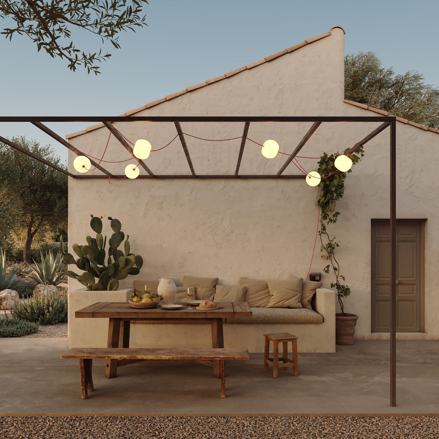Catena luminosa 6 punti luce da esterno IP67 Rosso Stella Marina - Marina6 Cherry 140 cm