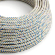 Cavo per illuminazione tessile Blu Steward e Beige Losanga - L'Originale Creative Cables, dai vita alle tue lampade - RD65