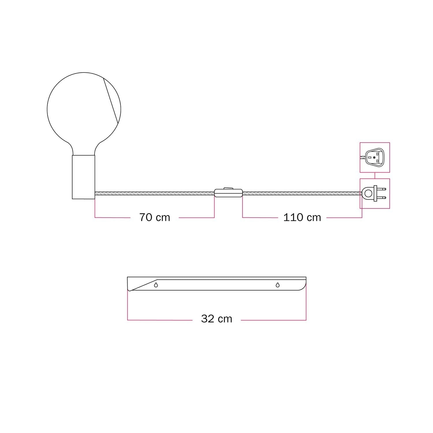 Combo Camo - Lampada con mensola e spina UK - Blu
