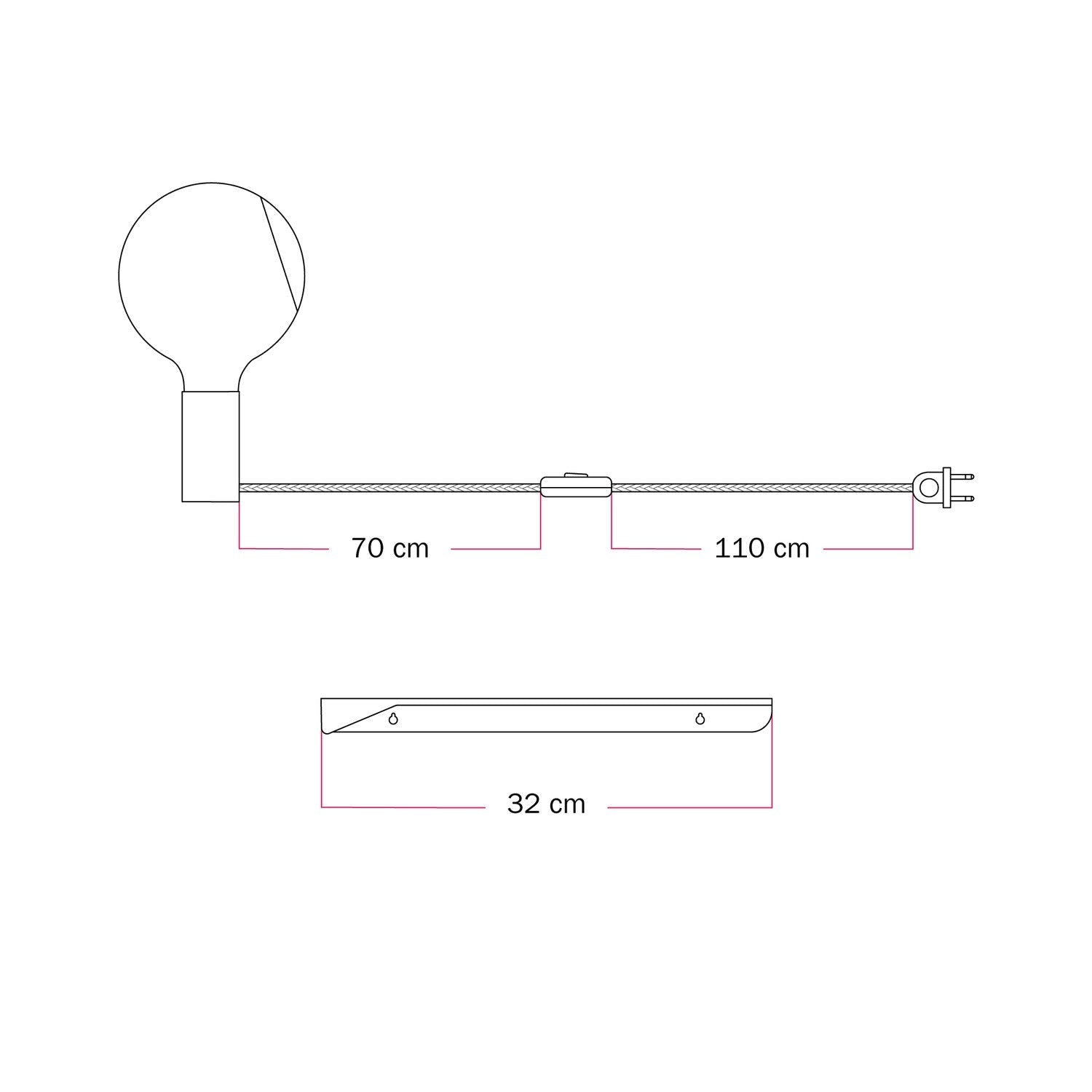 Combo Camo - Lampada con mensola - Rosso
