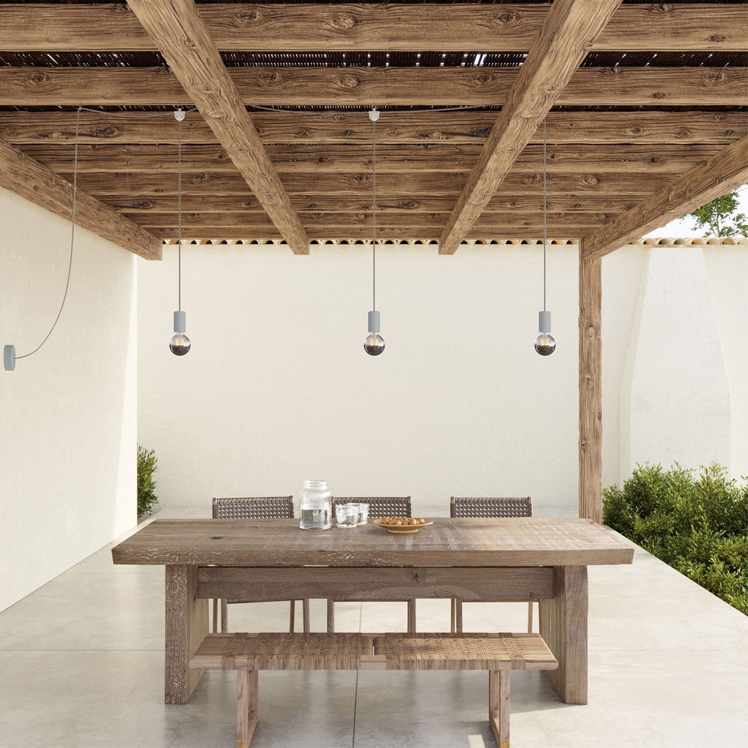 E-Snake Modulair Lampada da esterno IP65 a 3 luci con rosone - Grigio ghiaccio