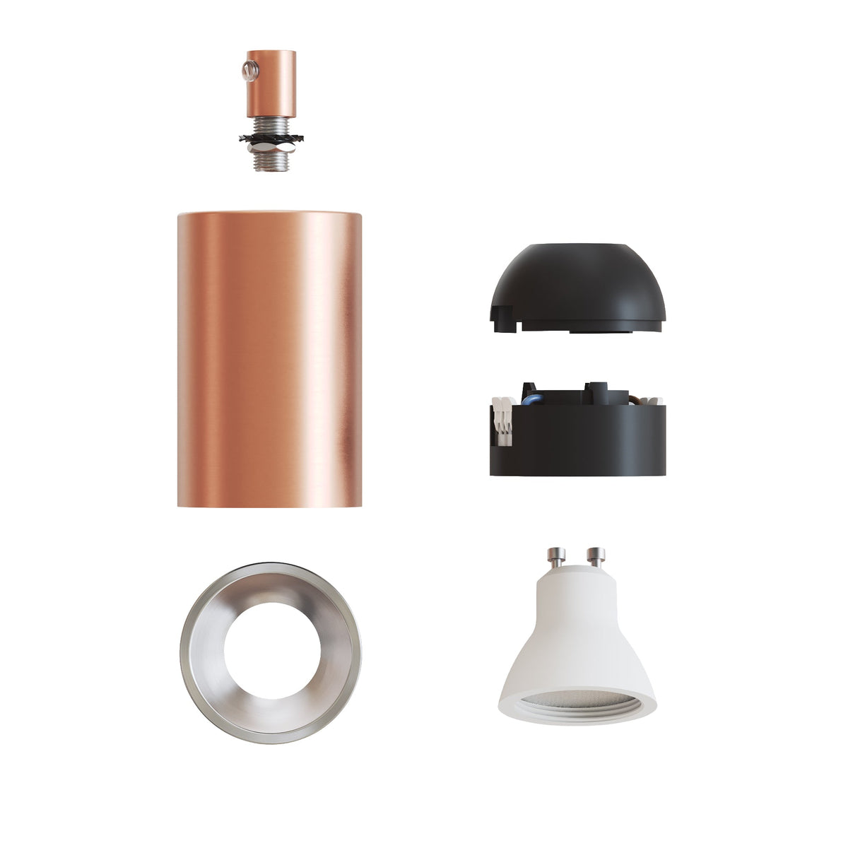 Faretto GU10 Spotlight LED Bispot - Rame satinato / Titanio satinato