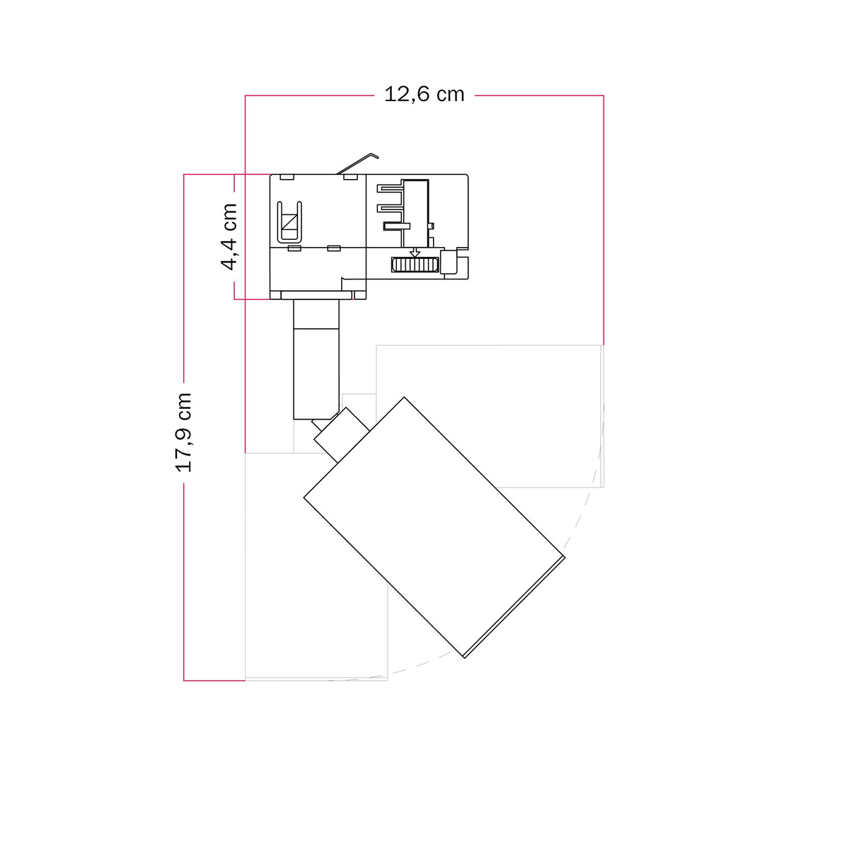 Faretto orientabile Bispot per sistema a binario - Nero - Creative Cables