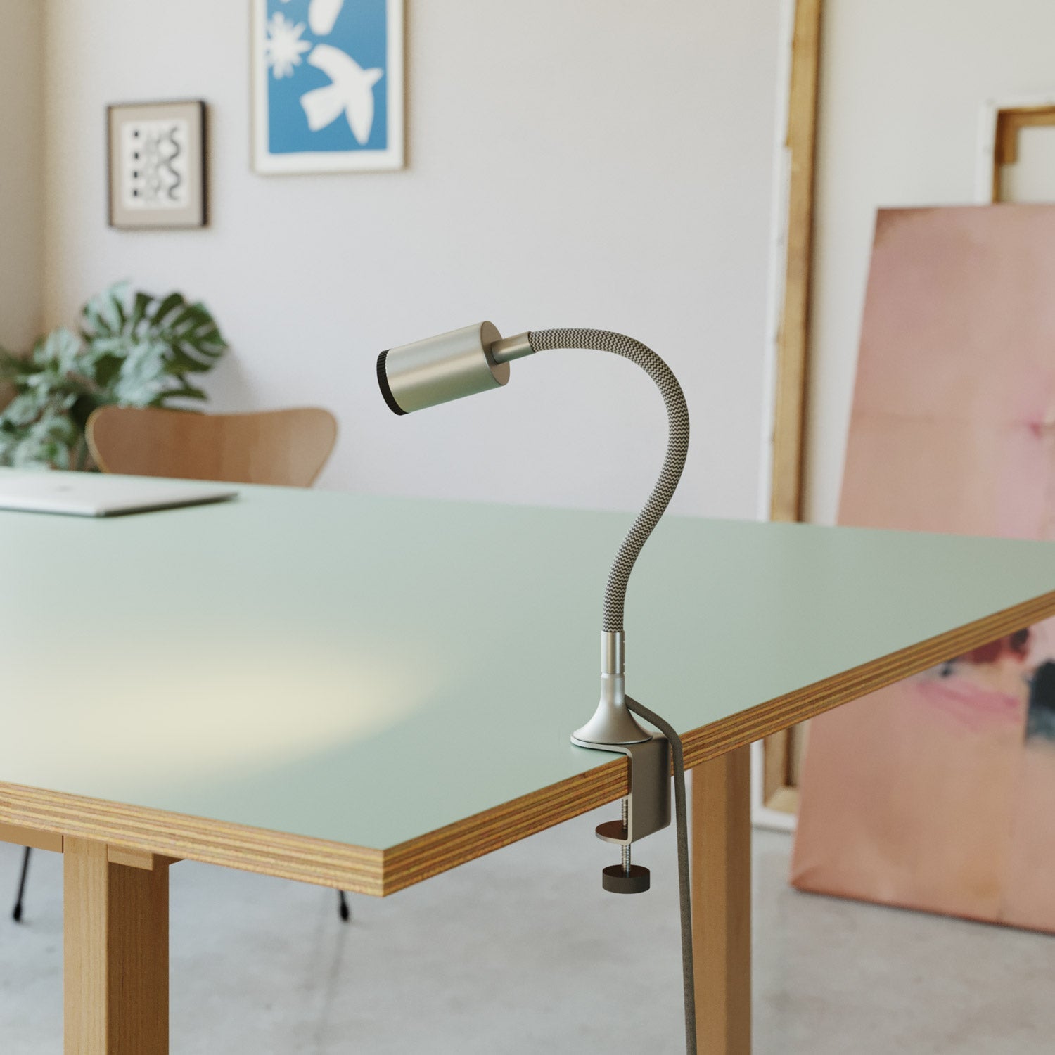 Faretto snodabile MAG-Y con pinza - Titanio satinato