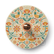 Fermaluce Etnico con paralume UFO in legno double-face illustrato da Francesco Poroli