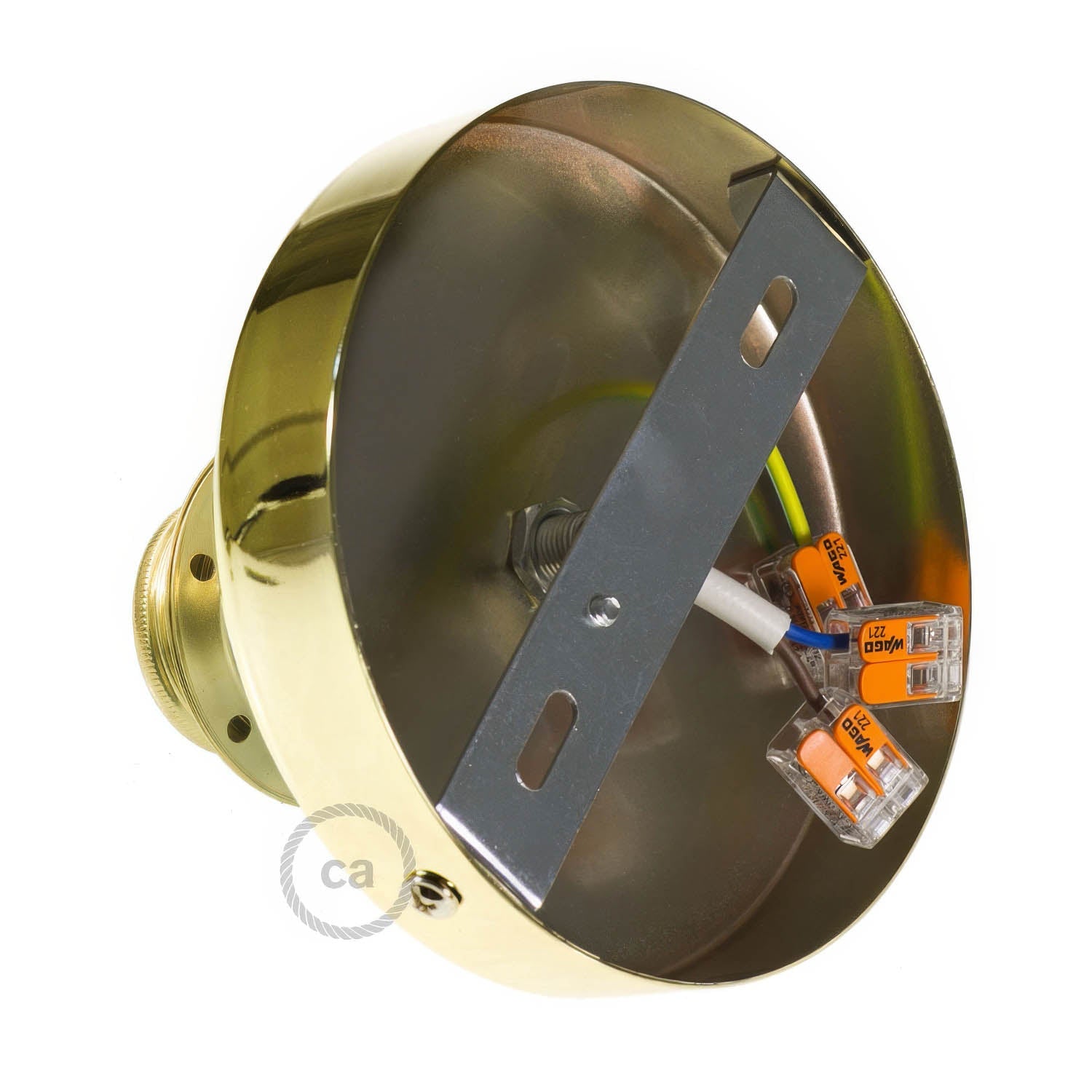 Fermaluce Metal con portalampada filettato E27, punto luce in metallo - Ottone