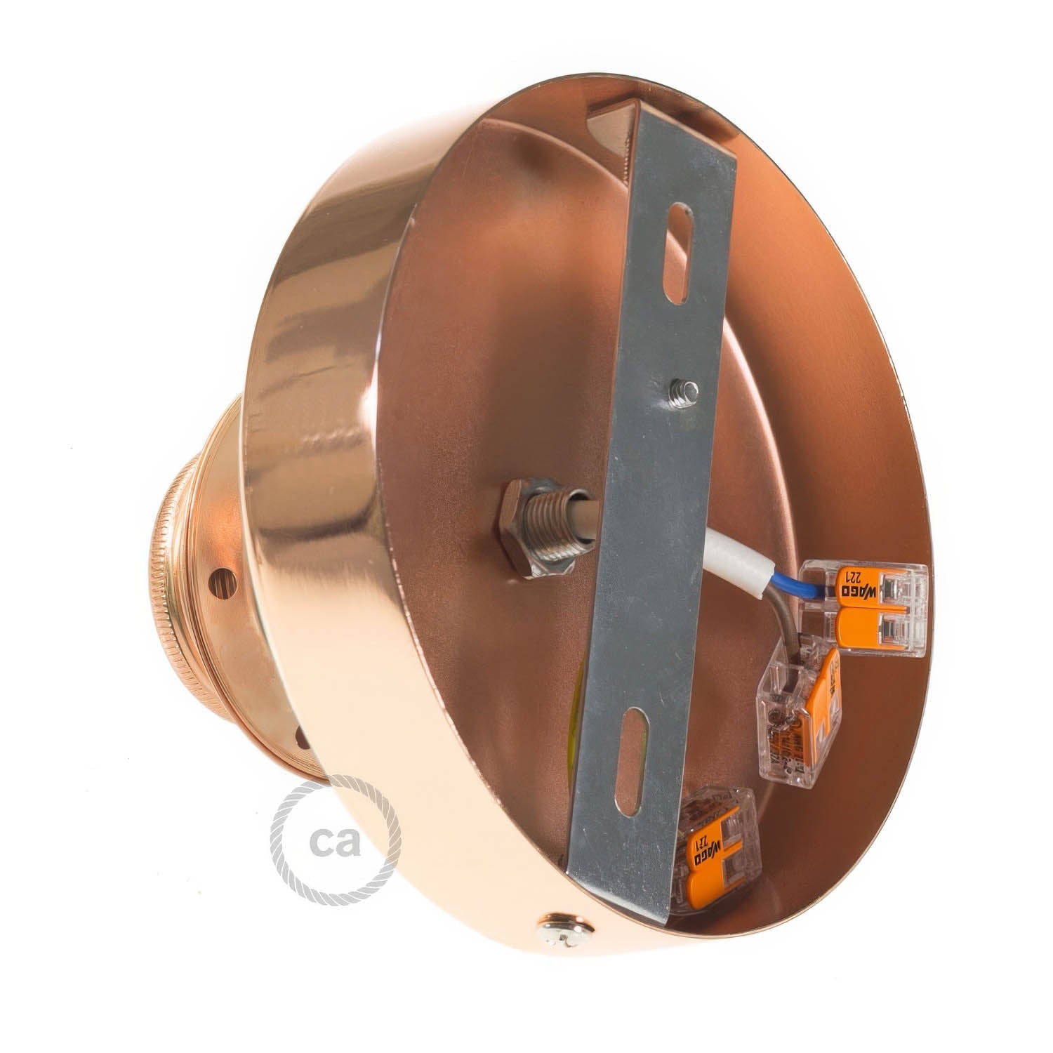 Fermaluce Metal con portalampada filettato E27, punto luce in metallo - Rame