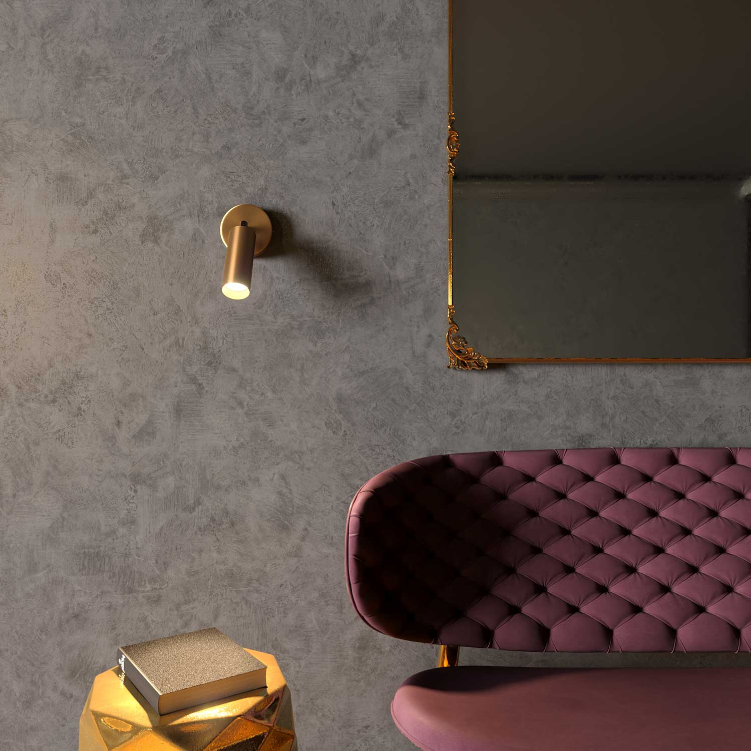 Fermaluce Metal faretto orientabile in metallo con paralume Tub-E14, lampada a muro - Bronzo satinato