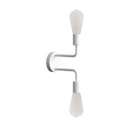 Fermaluce Metal, lampada a muro in metallo con doppia estensione curva - Bianco