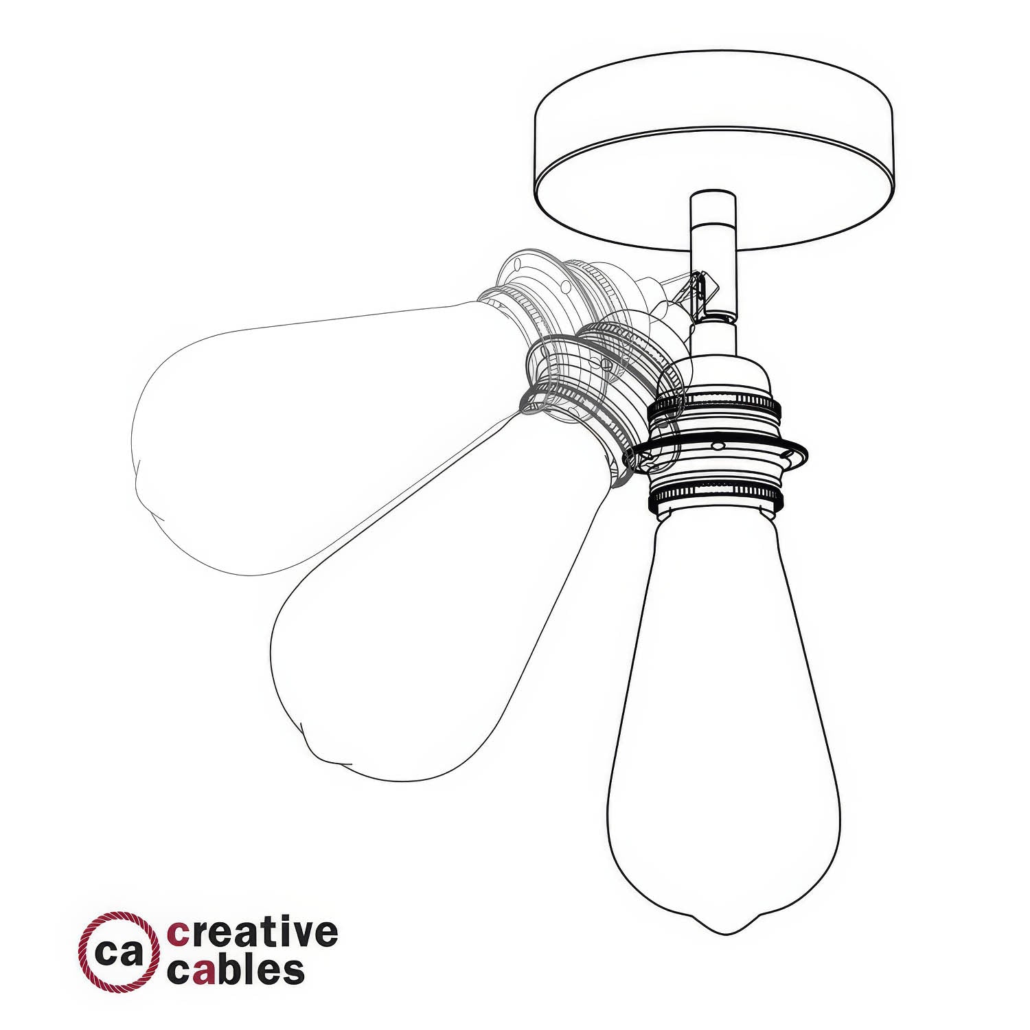 Fermaluce Metallo 90° con paralume Diamond, lampada filomuro orientabile in metallo - Nero perla