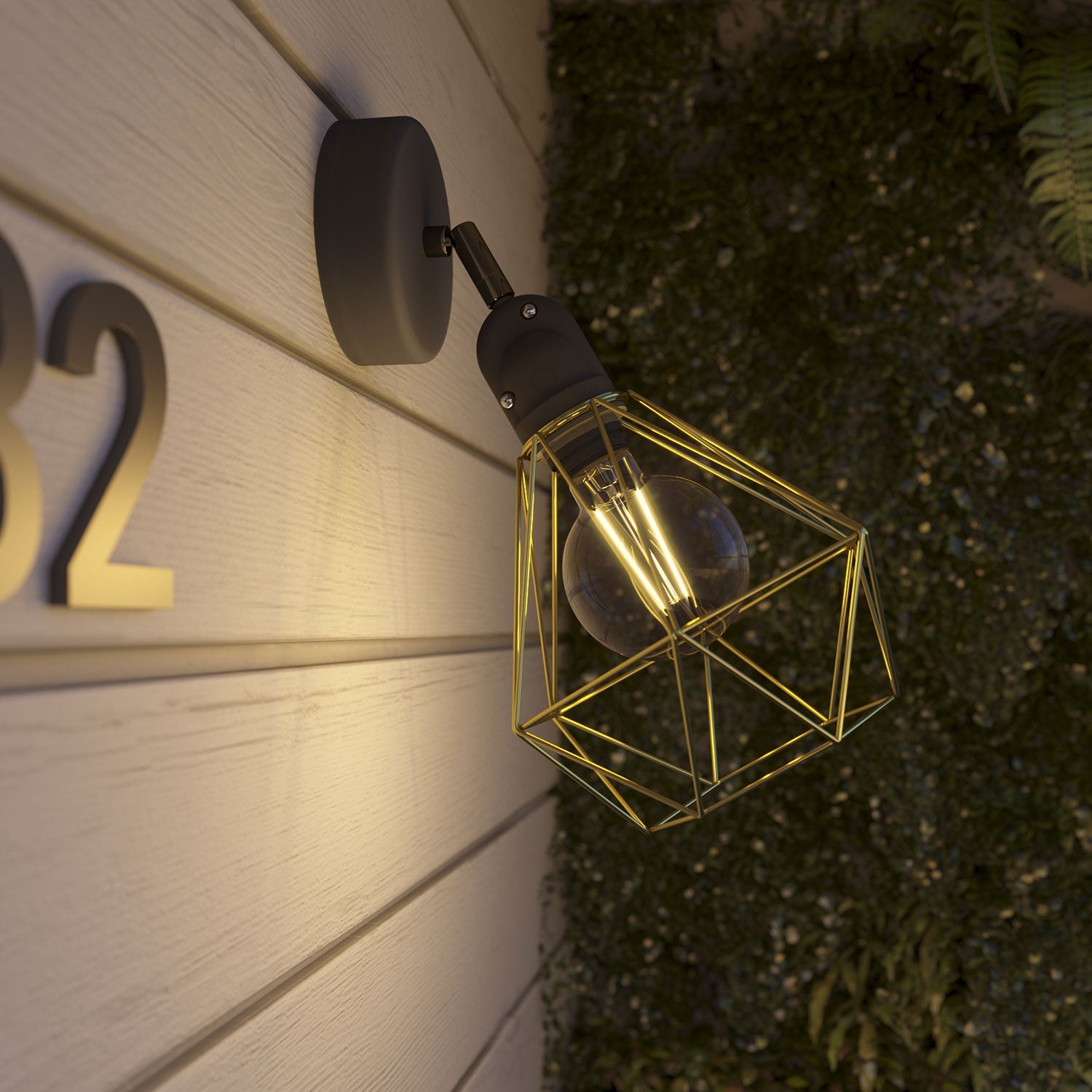 Fermaluce Modulair con snodo orientabile, paralume Diamond e portalampada IP65 waterproof - Ottone