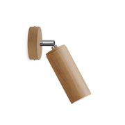 Fermaluce Wood con faretto orientabile in legno e paralume Tub-E14 - Neutro