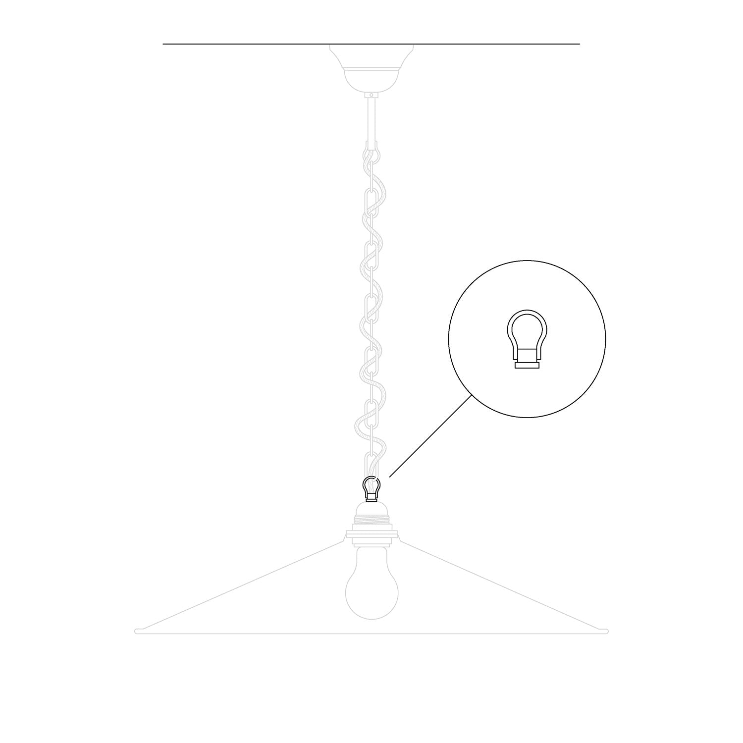 Gancio ad anello in metallo per catene in acciaio - Attacco M10x1 con vite di sicurezza