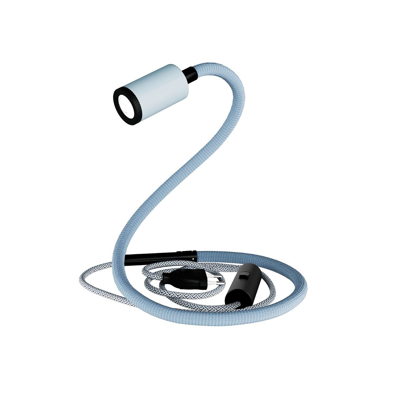 GU1d - one Pastel Lampada snodabile senza base con mini faretto LED - Blu carta da zucchero - Creative Cables