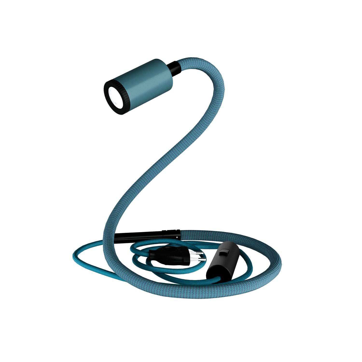 GU1d - one Pastel Lampada snodabile senza base con mini faretto LED - Petrolio - Creative Cables