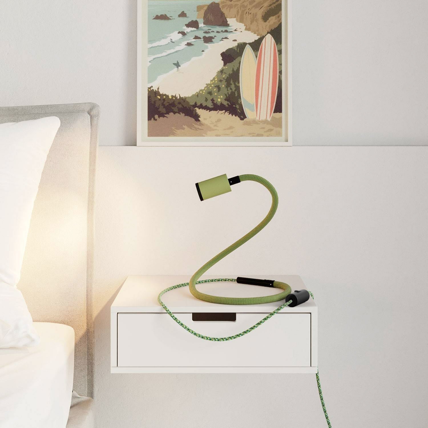 GU1d - one Pastel Lampada snodabile senza base con mini faretto LED - Verde prato - Creative Cables