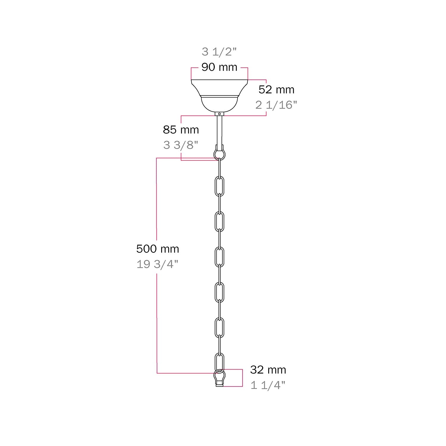 Kit completo sospensione vintage: Rosone in ferro e Catena Genovese - 50 cm