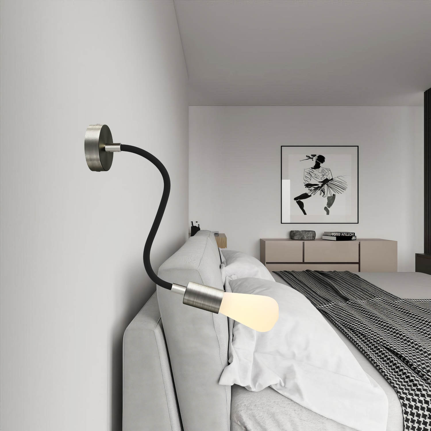 Kit Creative Flex tubo flessibile di estensione rivestito in tessuto RM04 Nero con terminali metallici Titanio satinato 30 cm