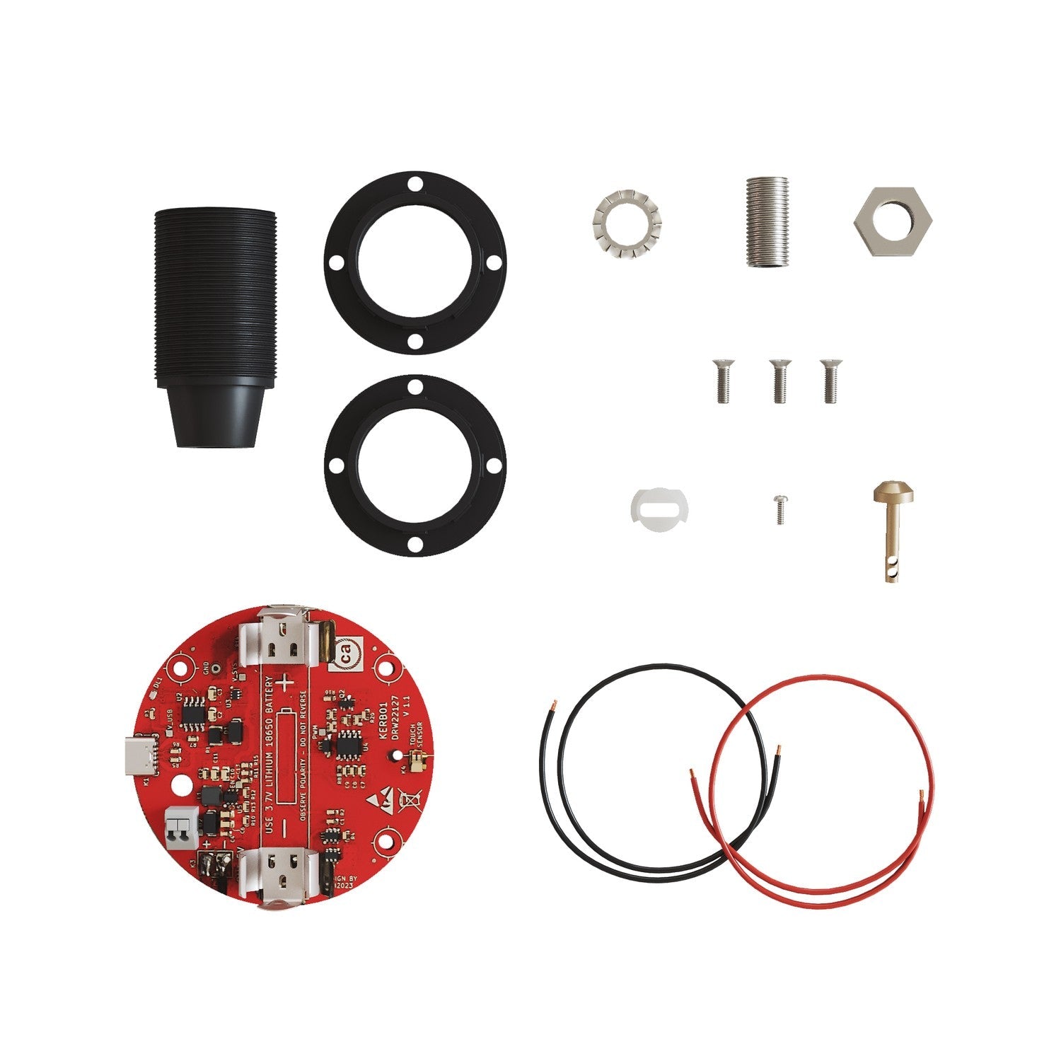Kit elettronico per lampade a batteria 5V USB-C con portalampada E14 filettato - Nero