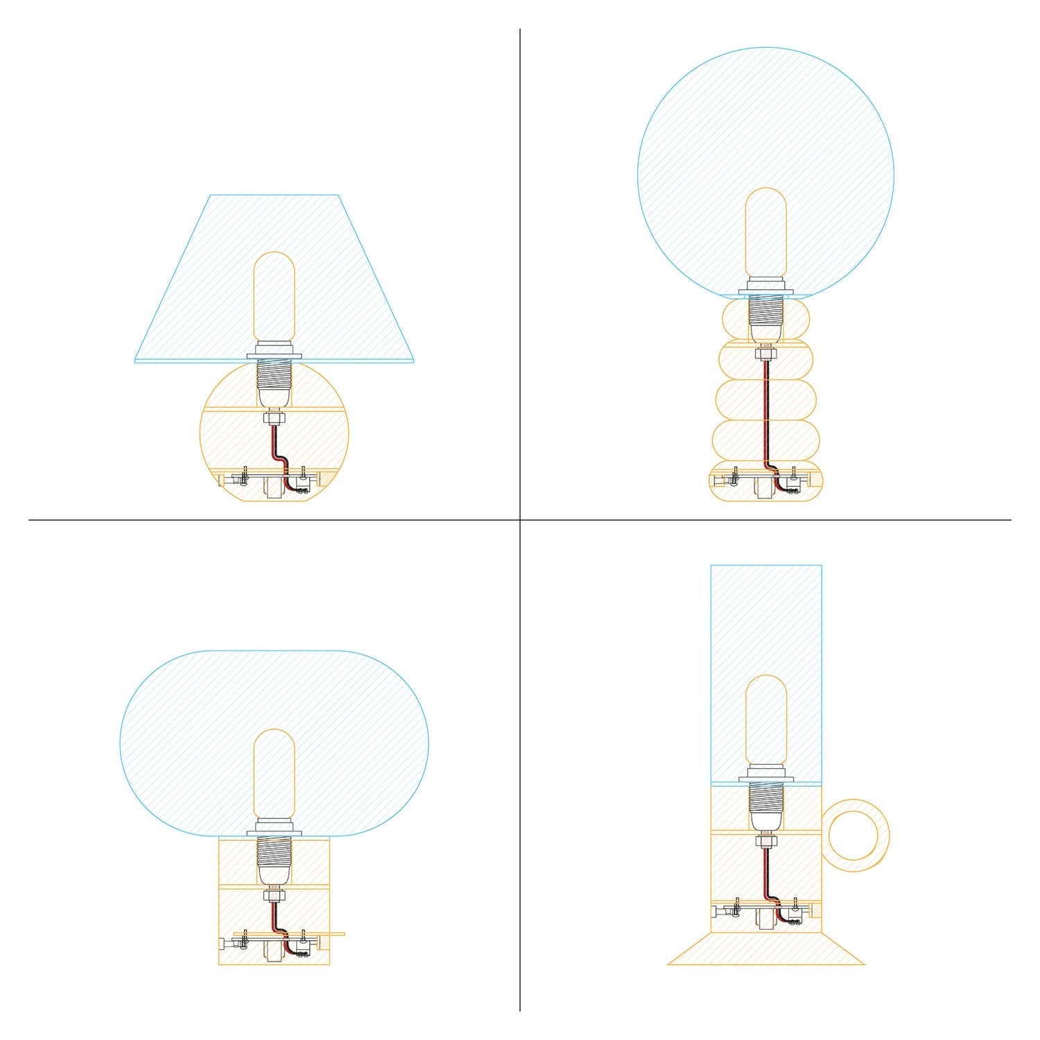 Kit elettronico per lampade a batteria 5V USB-C con portalampada E14 filettato - Nero