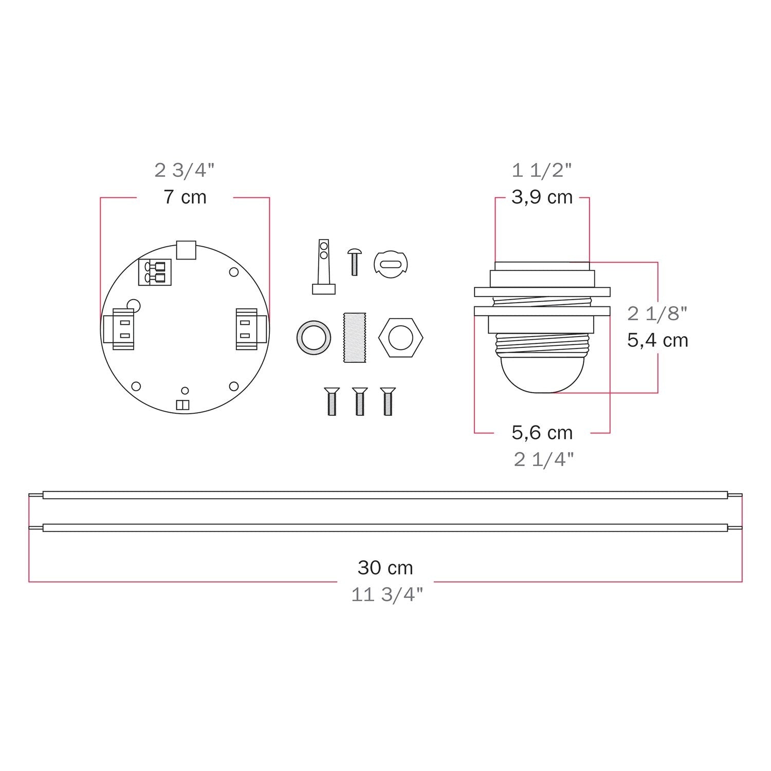 Kit elettronico per lampade a batteria 5V USB-C con portalampada E27 filettato - Bianco
