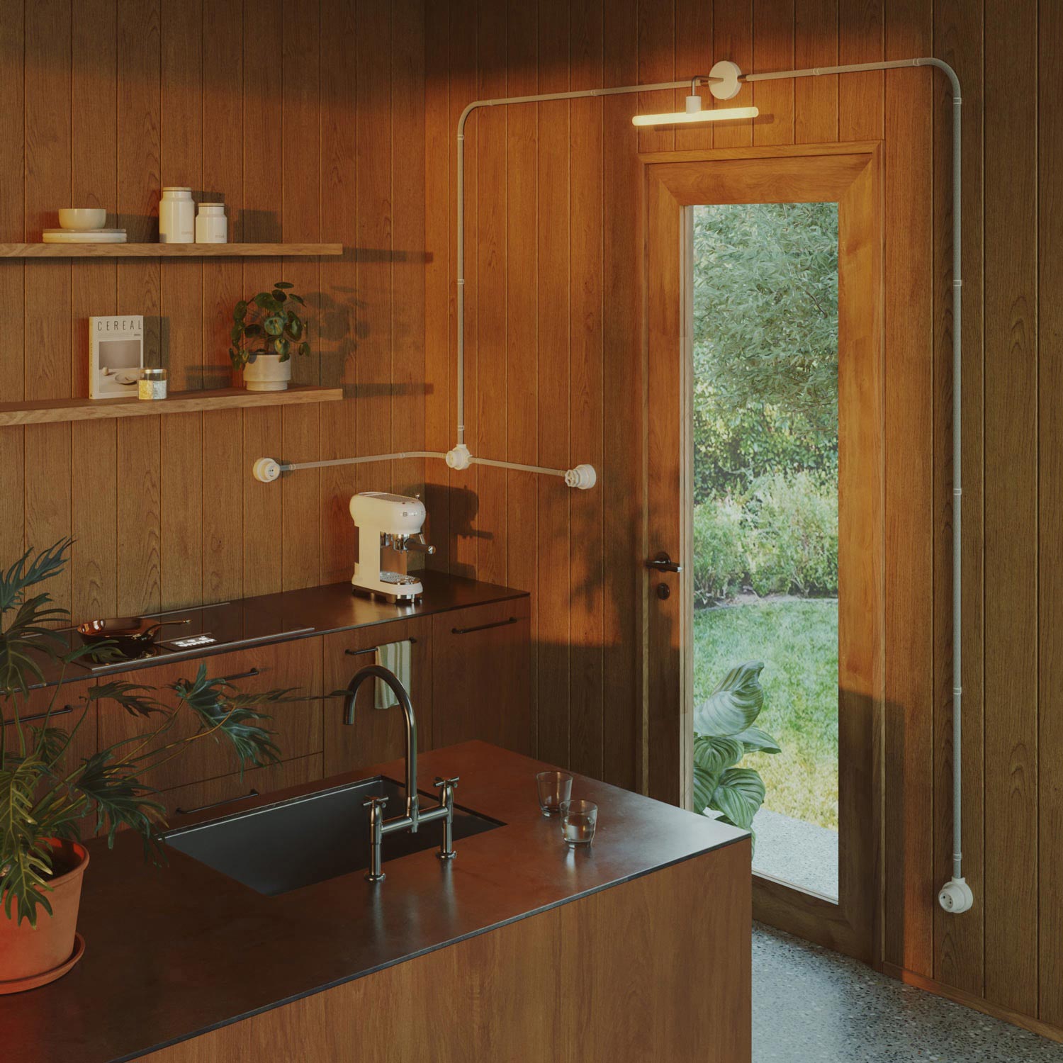 Kit interruttore/deviatore con dado a farfalla e base per Creative-Tubes in porcellana bianca Bianco 2 in linea