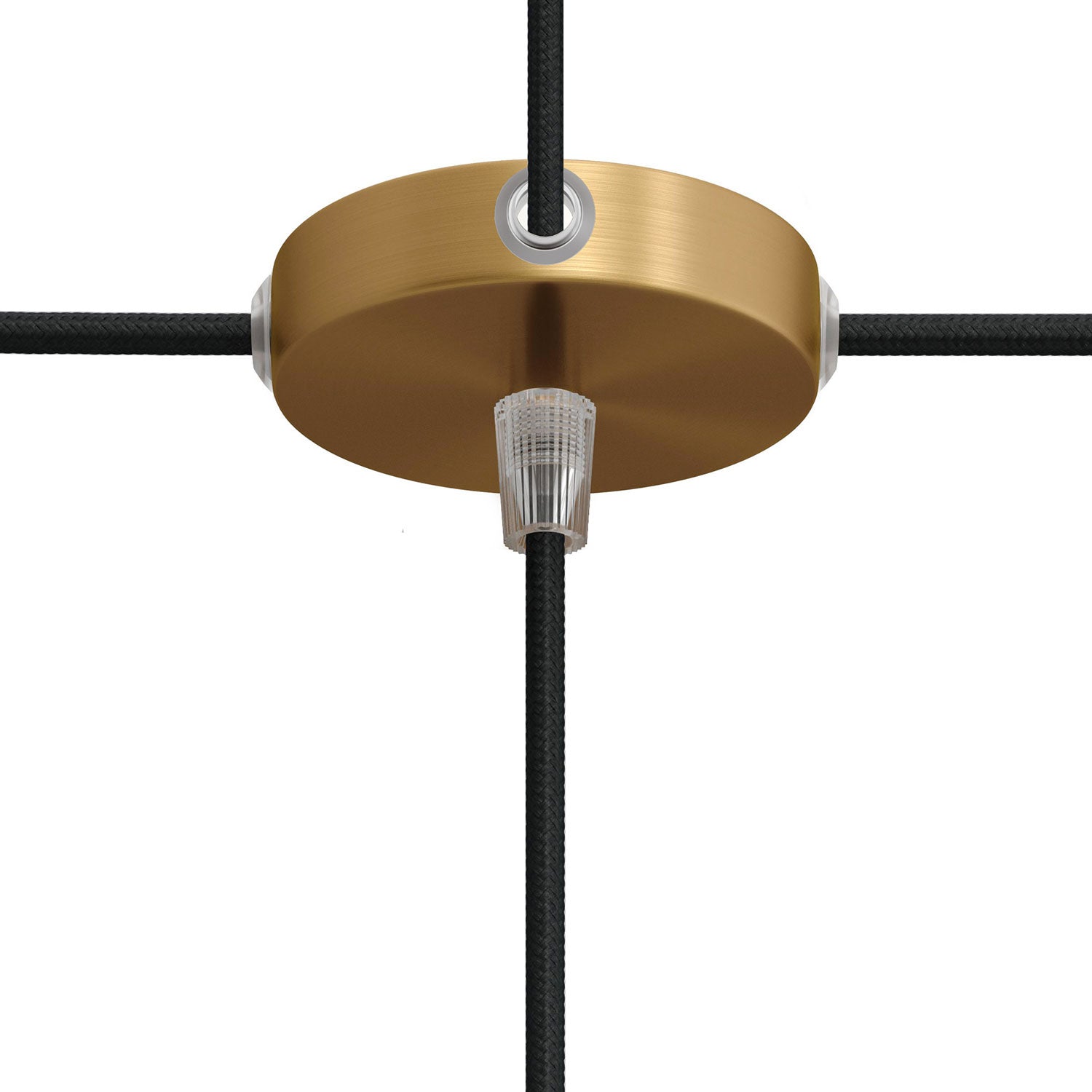 Kit Mini rosone cilindrico in metallo a 1 foro centrale e 4 fori laterali - Bronzo satinato - Creative Cables