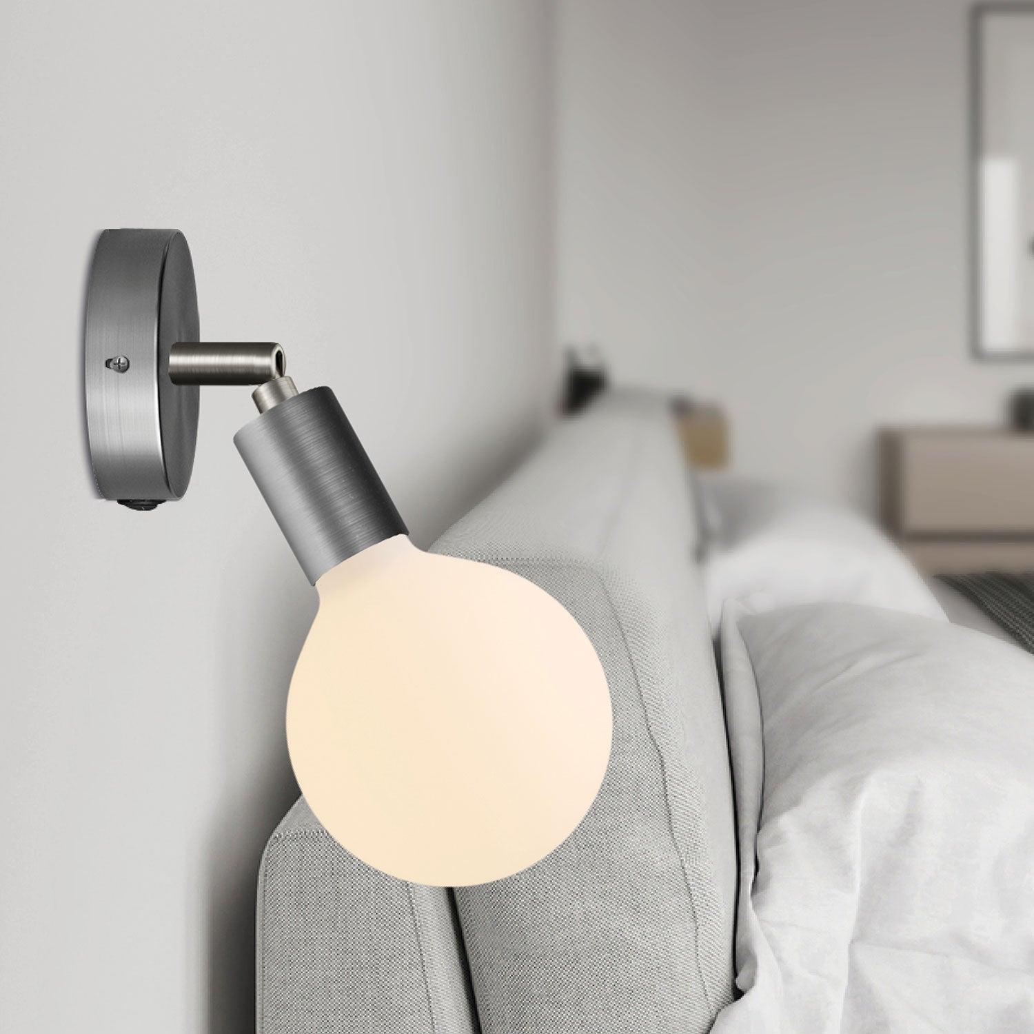 Kit mini rosone cilindrico in metallo con interruttore - Titanio satinato - Creative Cables