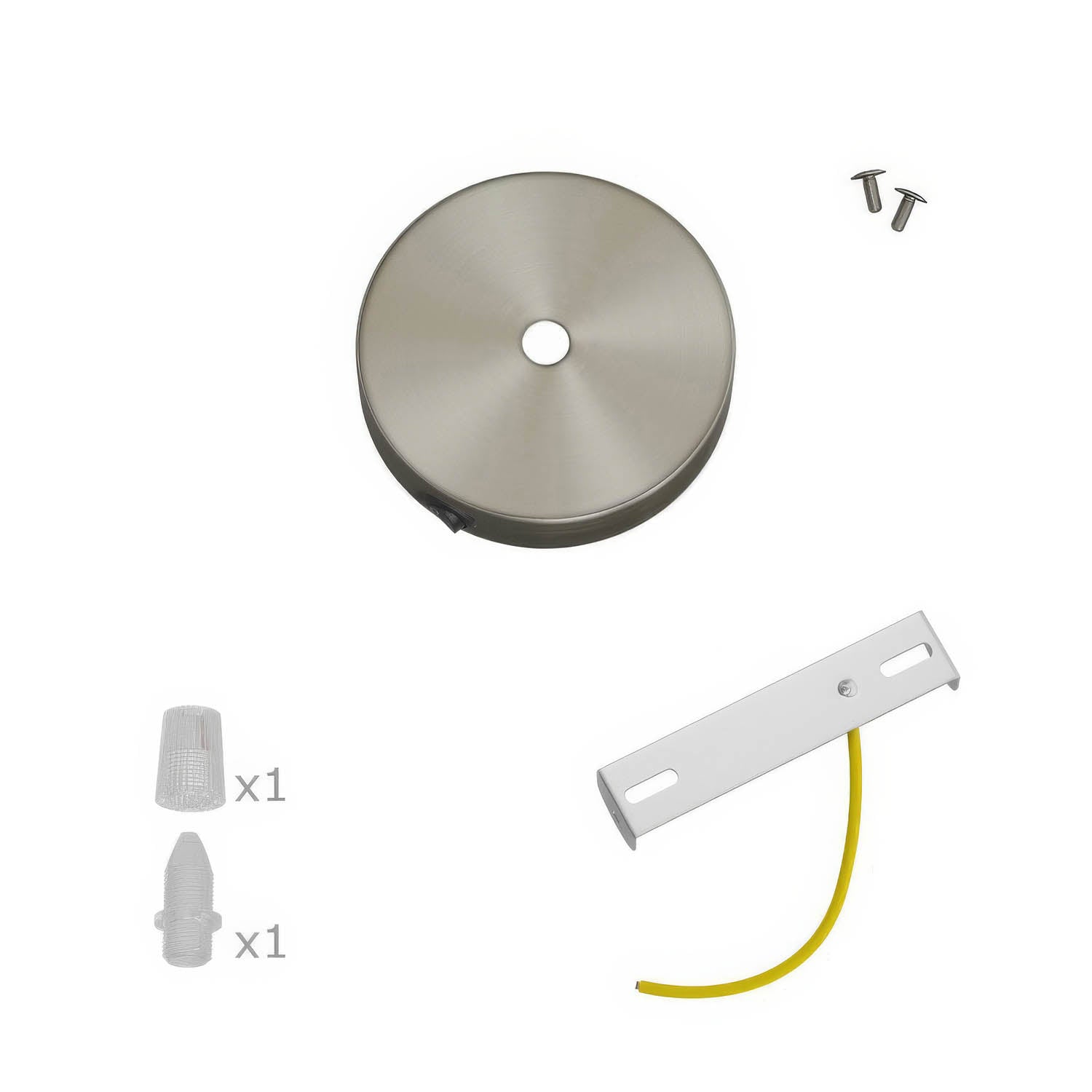 Kit mini rosone cilindrico in metallo con interruttore - Titanio satinato - Creative Cables