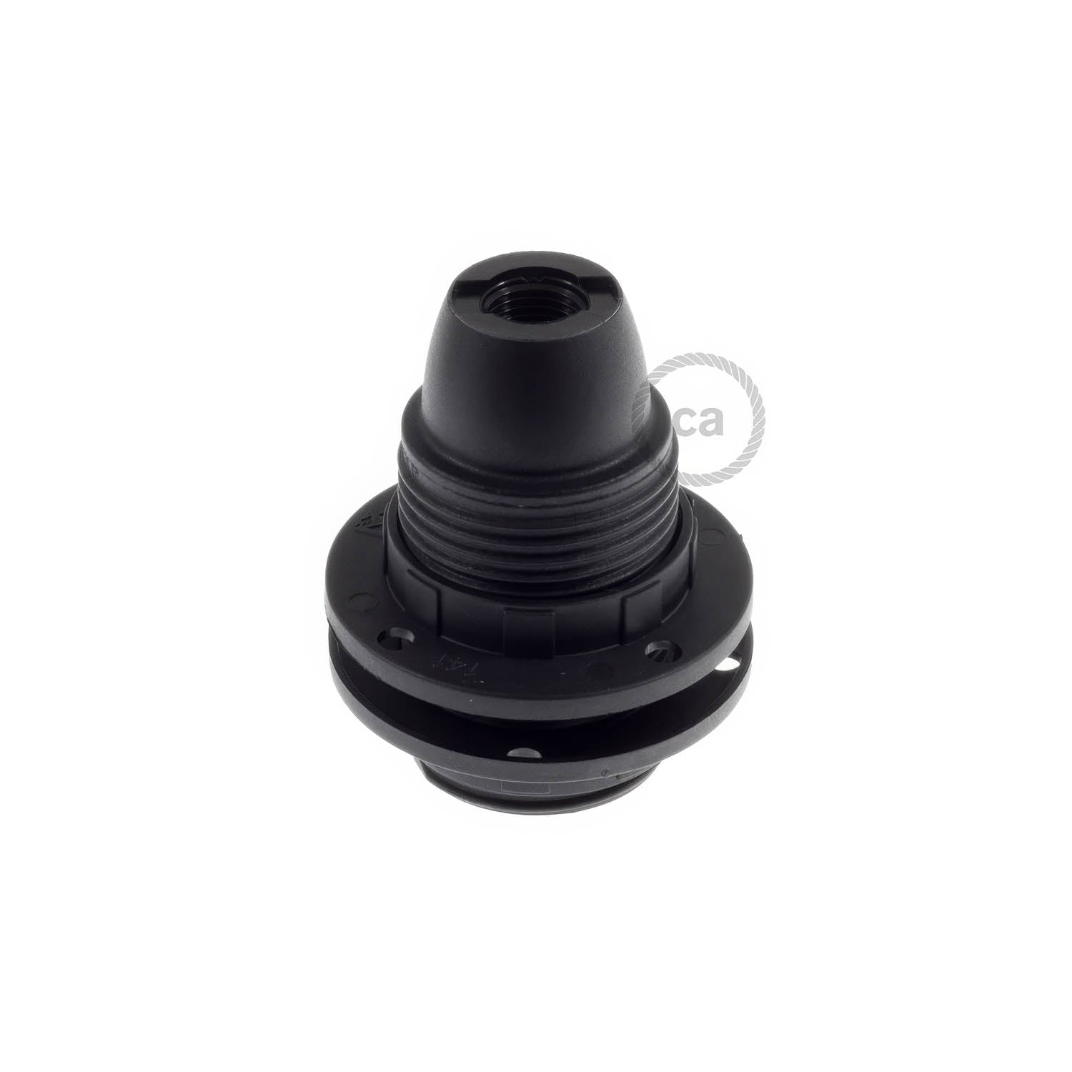 Kit portalampada E14 in termoplastica con doppia ghiera per paralume - Nero - Creative Cables