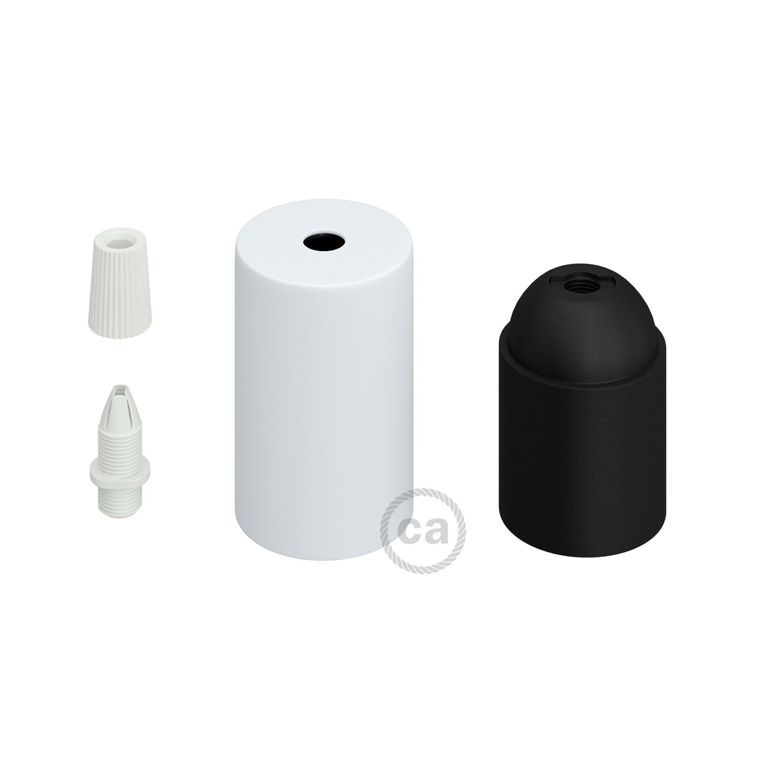 Kit portalampada E27 cilindrico in metallo - Bianco opaco - Creative Cables