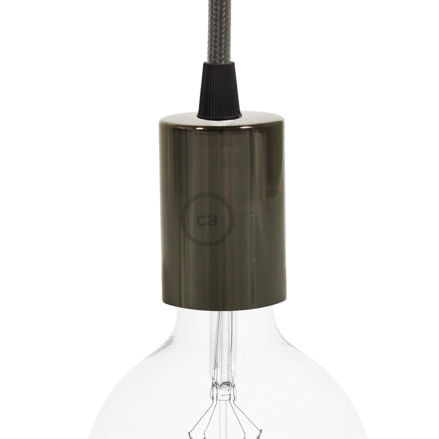 Kit portalampada E27 cilindrico in metallo - Nero perla - Creative Cables